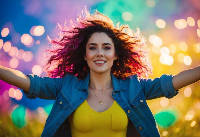 Hayley surge na quinta temporada, cercada por cores vibrantes e uma atmosfera energética, simbolizando sua vitalidade renovada.