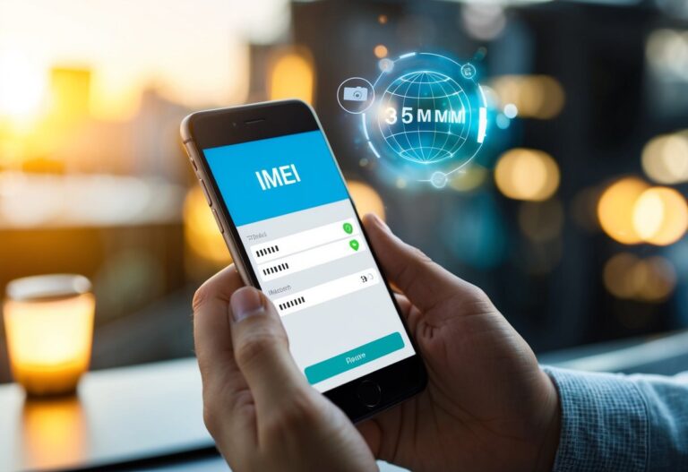 Um telefone com um número IMEI sendo rastreado online gratuitamente