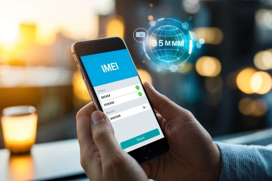 Um telefone com um número IMEI sendo rastreado online gratuitamente