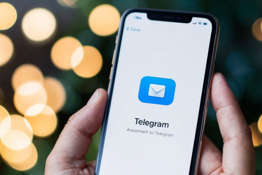 Um smartphone com o aplicativo Telegram aberto e um ícone de cadeado exibido na tela
